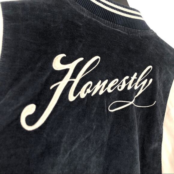 AMERICAN EAGLE Honestly Bomber Jacket Navy White S - Picture 10 of 11